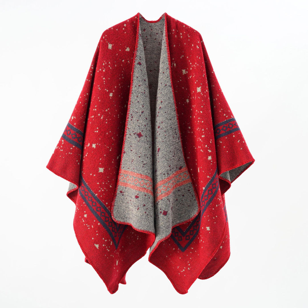 Damen Oversize-Umhangcape aus Wollmix mit zweifarbiger Wendestruktur Drune