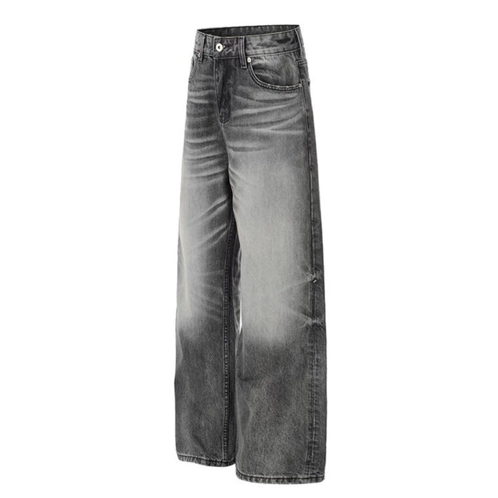 Damen Hochtaillierte Wide‑Leg Denimhose mit Used-Fade-Effekt Drune