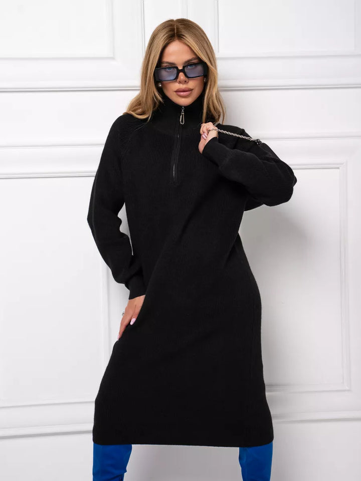 Damen Strickkleid mit Stehkragen und Reißverschluss Drune