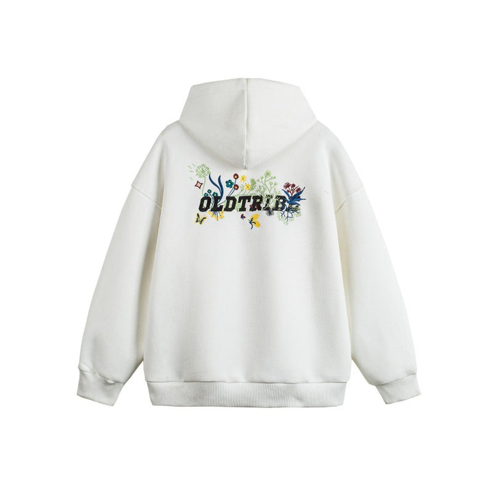 Unisex Kapuzen‑Zipjacke aus strukturierter Waffelqualität im Boxy‑Cut mit Zwei‑Wege‑Reißverschluss Drune