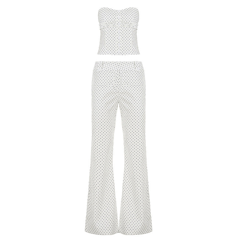 Damen Bandeau-Oberteil mit verspieltem Rüschenrand und Knopfdetails Drune