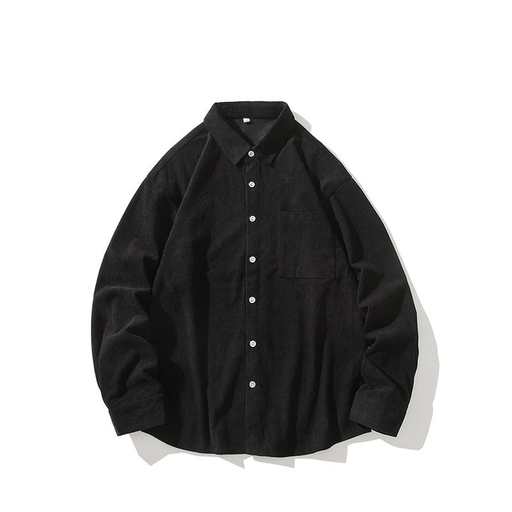Herren Oversize-Feincord-Hemdjacke mit Brusttasche und Relaxed-Schnitt Drune