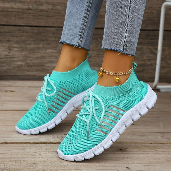 Damen komfortable und atmungsaktive Sneaker mit elastischem Netzstoff Drune
