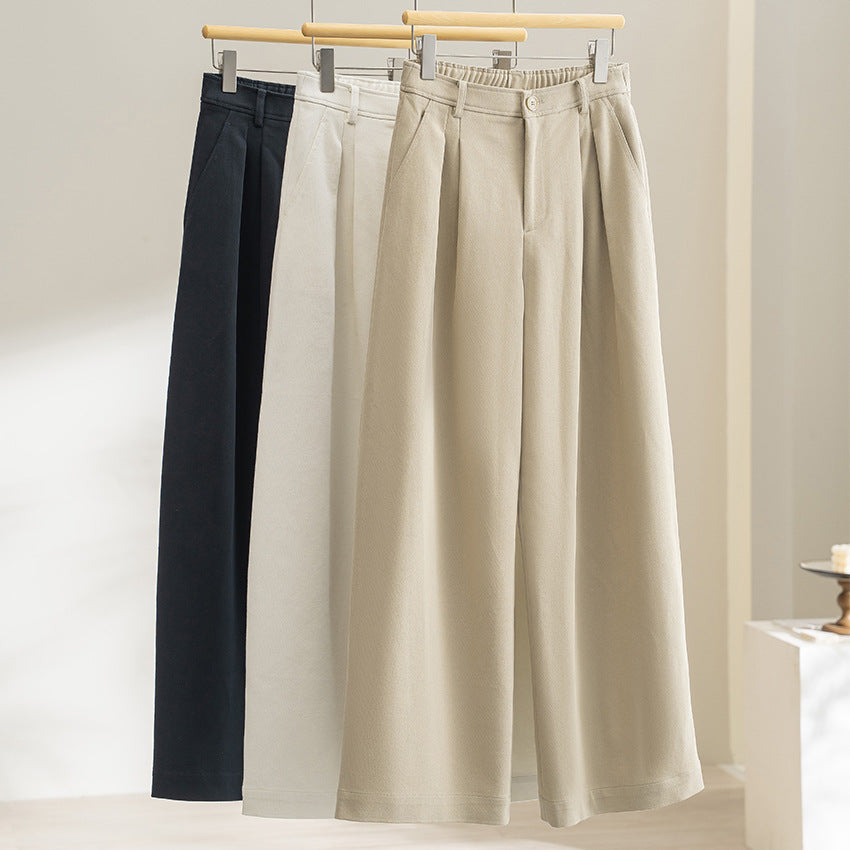 Damen Hochtaillierte Bundfalten-Palazzohose mit weitem Bein und teil-elastischem Bund Drune