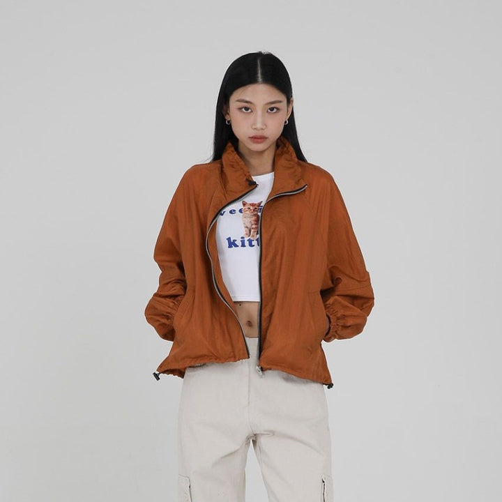 Damen atmungsaktive Jacke mit verstellbarem Kragen Drune