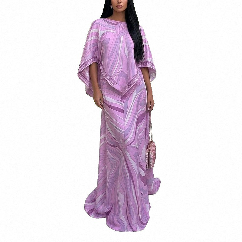 Damen Übergrößen-Maxikleid mit fließendem Schnitt und asymmetrischem Design Drune