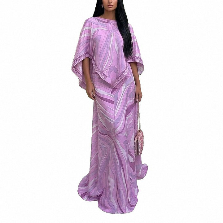 Damen Übergrößen-Maxikleid mit fließendem Schnitt und asymmetrischem Design Drune