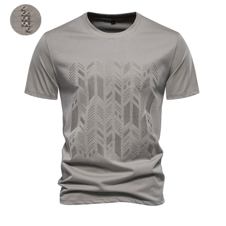 Herren nan Rundhalsshirt aus Baumwollmix mit geometrischer Laserperforation und geradem Schnitt Drune