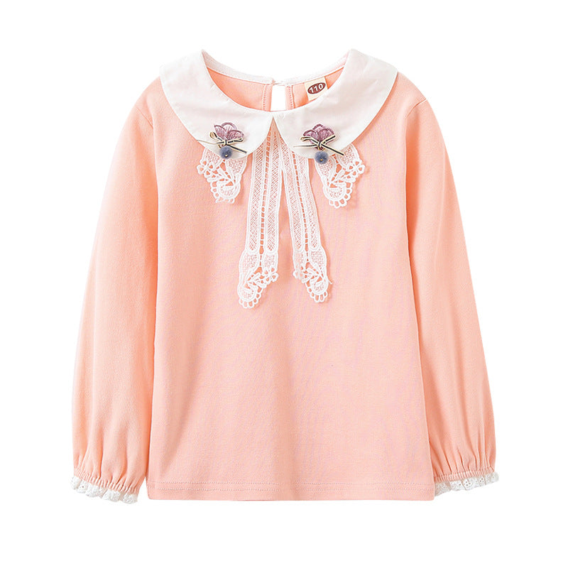 Damen elegante Bluse mit Spitzenapplikationen Drune