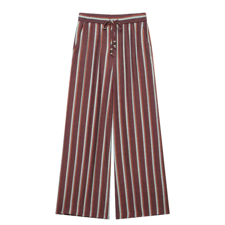 Damen Weite plissierte Loungehose mit elastischem Bund Drune