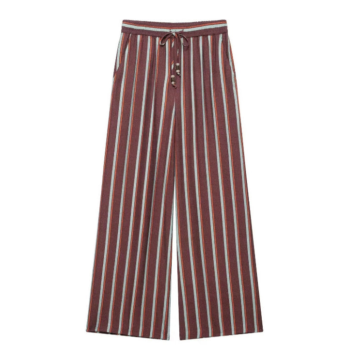 Damen Weite plissierte Loungehose mit elastischem Bund Drune