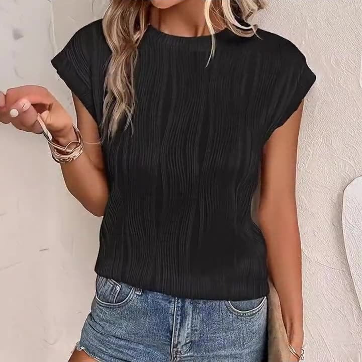 Damen lässiges Plissee-Shirt mit modischem Schnitt und legerem Look Drune