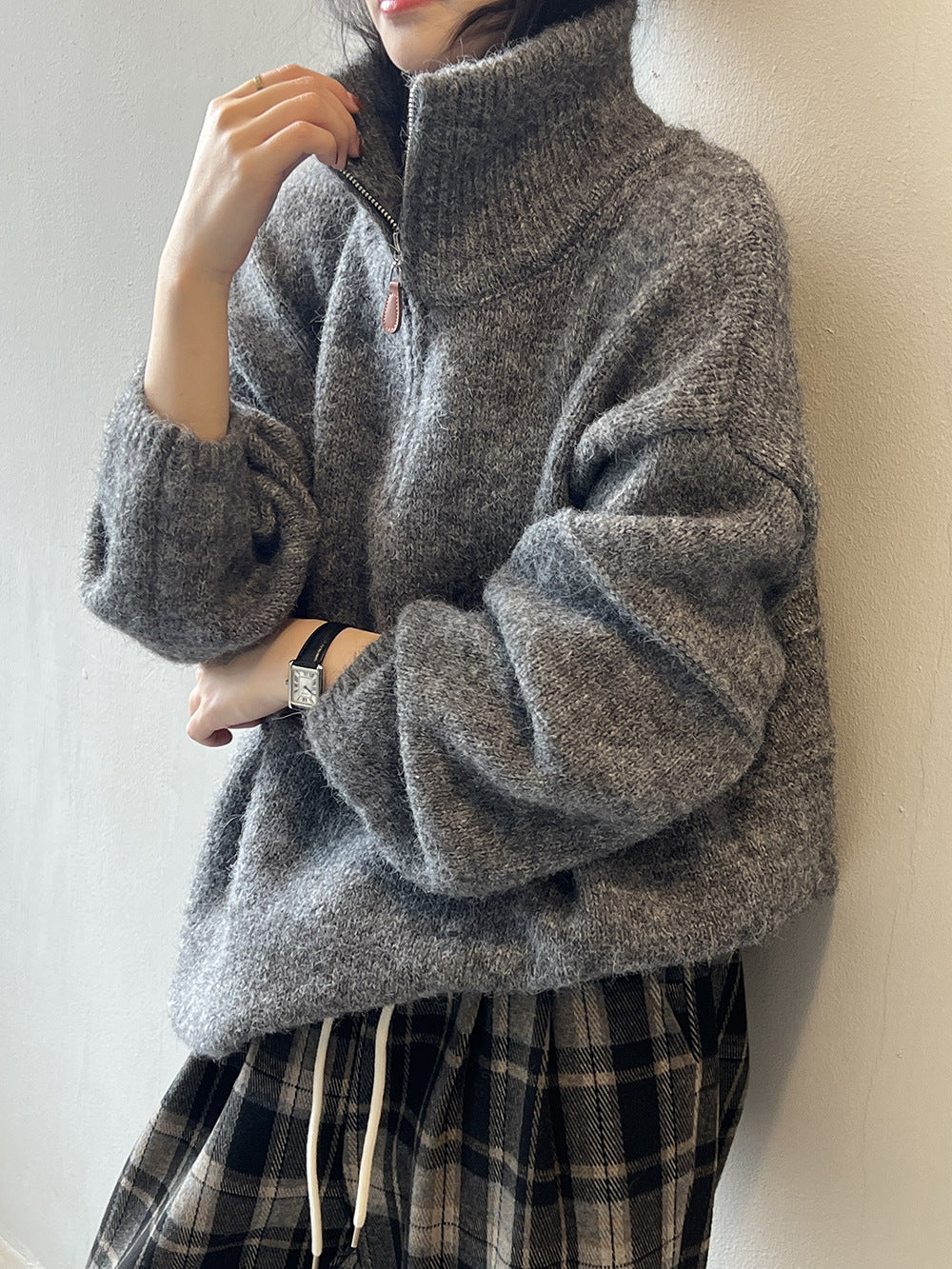 Drune Soft Touch Halzip-Pullover mit Stehkragen