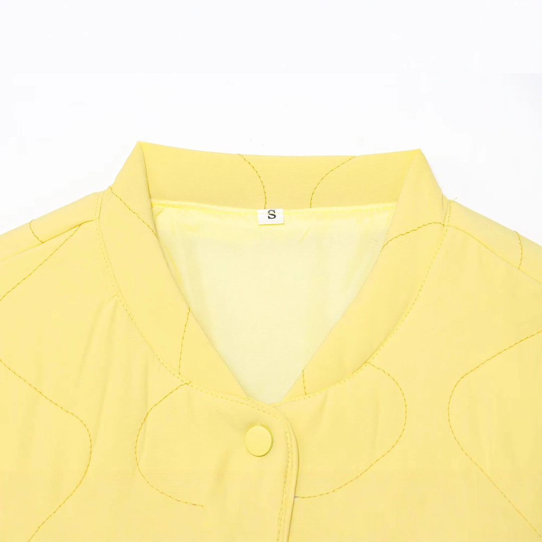 Damen nan gesteppte Übergangsjacke mit wellenstich, V-Ausschnitt und Druckknopfleiste Drune