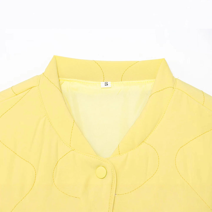 Damen nan gesteppte Übergangsjacke mit wellenstich, V-Ausschnitt und Druckknopfleiste Drune