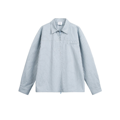 Herren Gestreiftes Overshirt mit Zwei‑Wege‑Reißverschluss und Brusttasche Drune