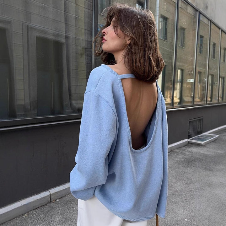 Damen Lässiger Strickpullover mit weitem Schnitt Drune