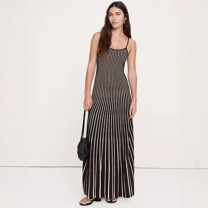 Damen nan elegantes Maxikleid im Unterkleid-Stil mit Spaghettiträgern, tailliertem Schnitt und weitem Saum Drune