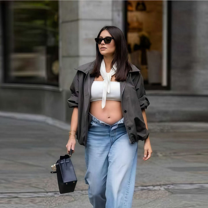 Damen Trendige oversized Utility-Jacke mit seitlichem Reißverschluss und lässigem Schnitt Drune