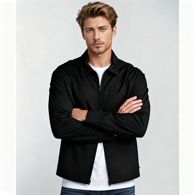 Herren Overshirt im Workwear-Stil mit durchgehendem Reißverschluss und aufgesetzten Brusttaschen Drune