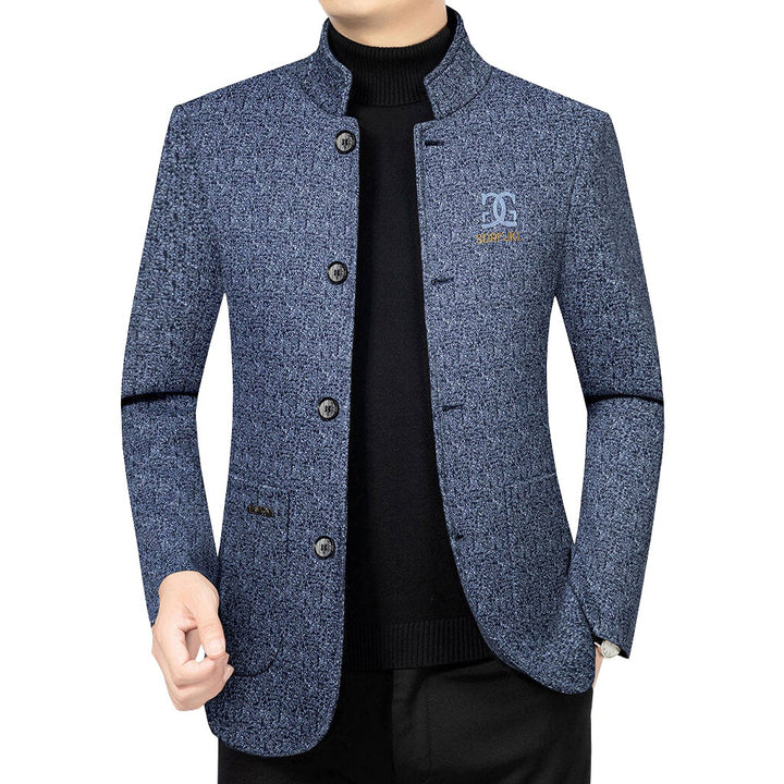 Herren Moderner Stehkragen-Blazer im Travel-Stil mit wattierter Innenfütterung Drune
