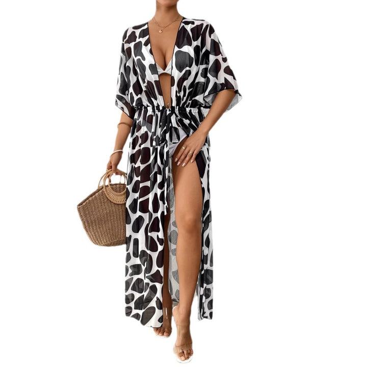 Damen modischer Strandkaftan mit seitlichem Kordelzug Drune