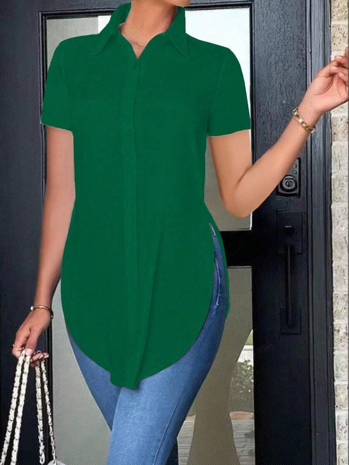 Damen Modisches Oversized-Hemd mit Seitenschlitzen Drune