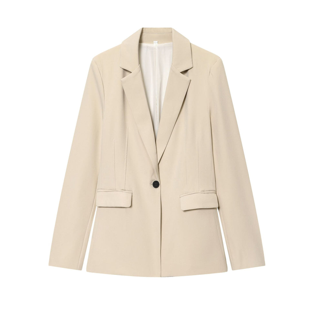 Damen nan schlanker Ein-Knopf Businessblazer mit Pattentaschen und definierter Schulterform Drune