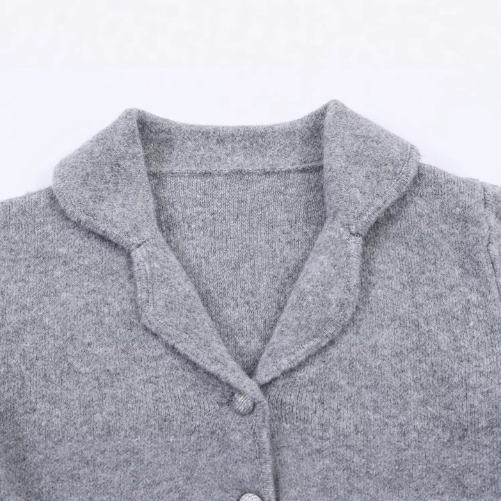 Damen Kurzer Wollmix-Cardigan-Mantel mit Schalkragen und Schmucksteinapplikationen Drune