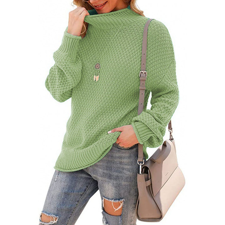 Damen Grobstrickpullover mit hohem Kragen und bequemen Ärmeln Drune