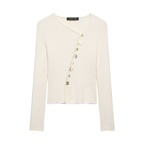 Damen Asymmetrische Strickjacke mit diagonalem Knopfverschluss Drune