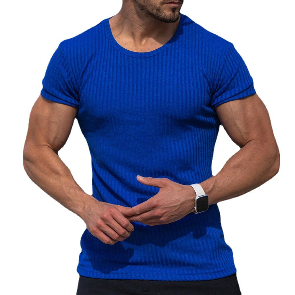 Herren figurbetontes Kurzarmshirt mit Rippstruktur Drune