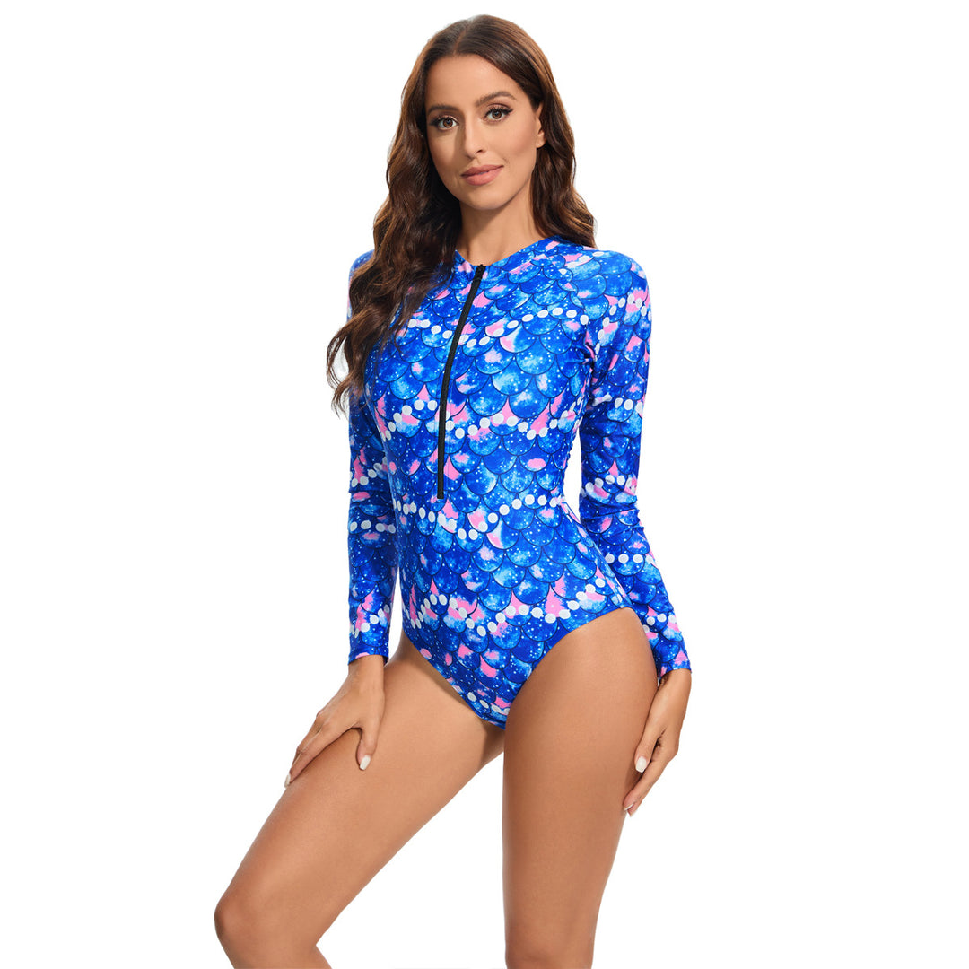 Damen Sportlicher Langarm-Badeanzug mit UV-Schutz Drune