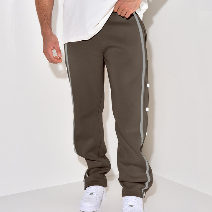 Herren Sportliche Sweatpants mit seitlichen Druckknöpfen und Kontraststreifen Drune
