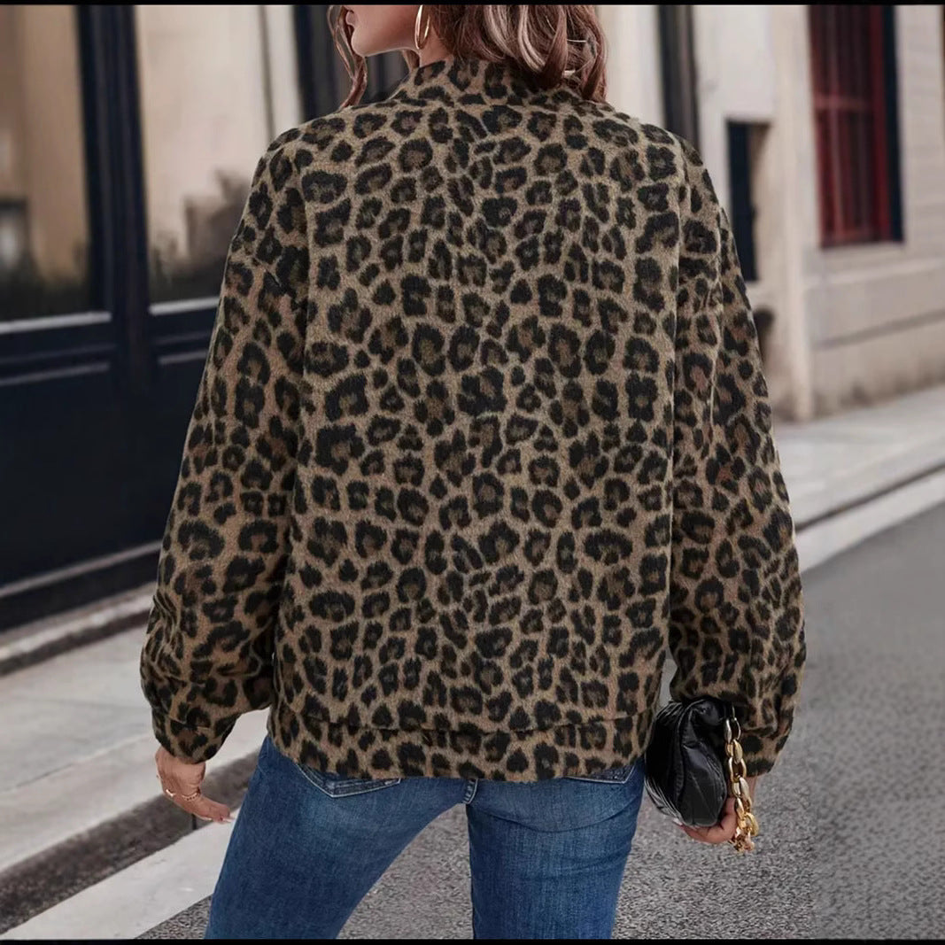 Damen Fleecejacke im trendigen Leopardenmuster Drune