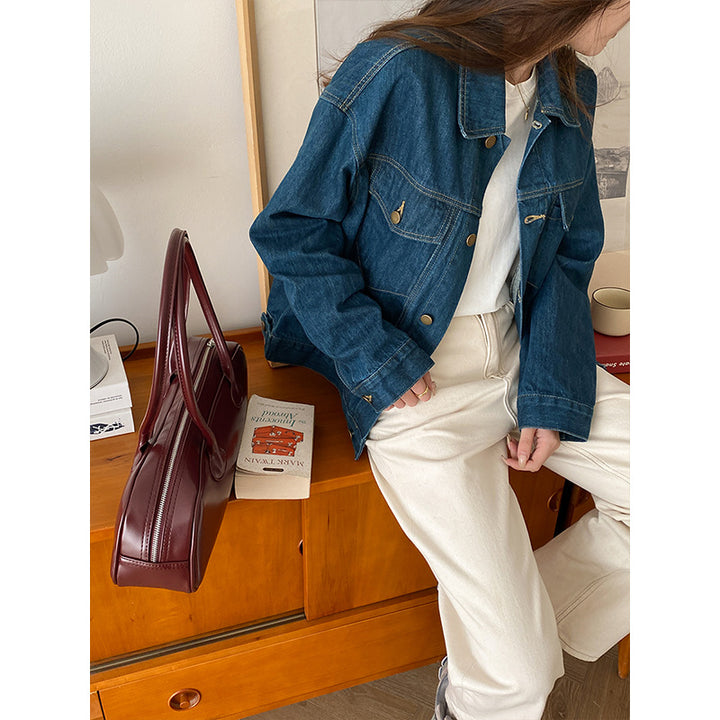 Damen lässige Denimjacke im Oversized-Stil Drune