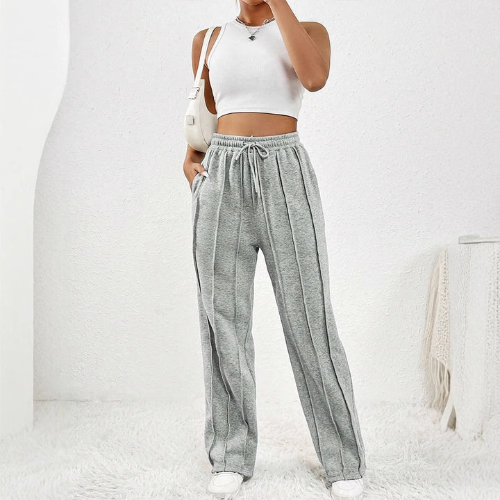 Damen lässige Plissee-Hose mit elastischem Bund Drune