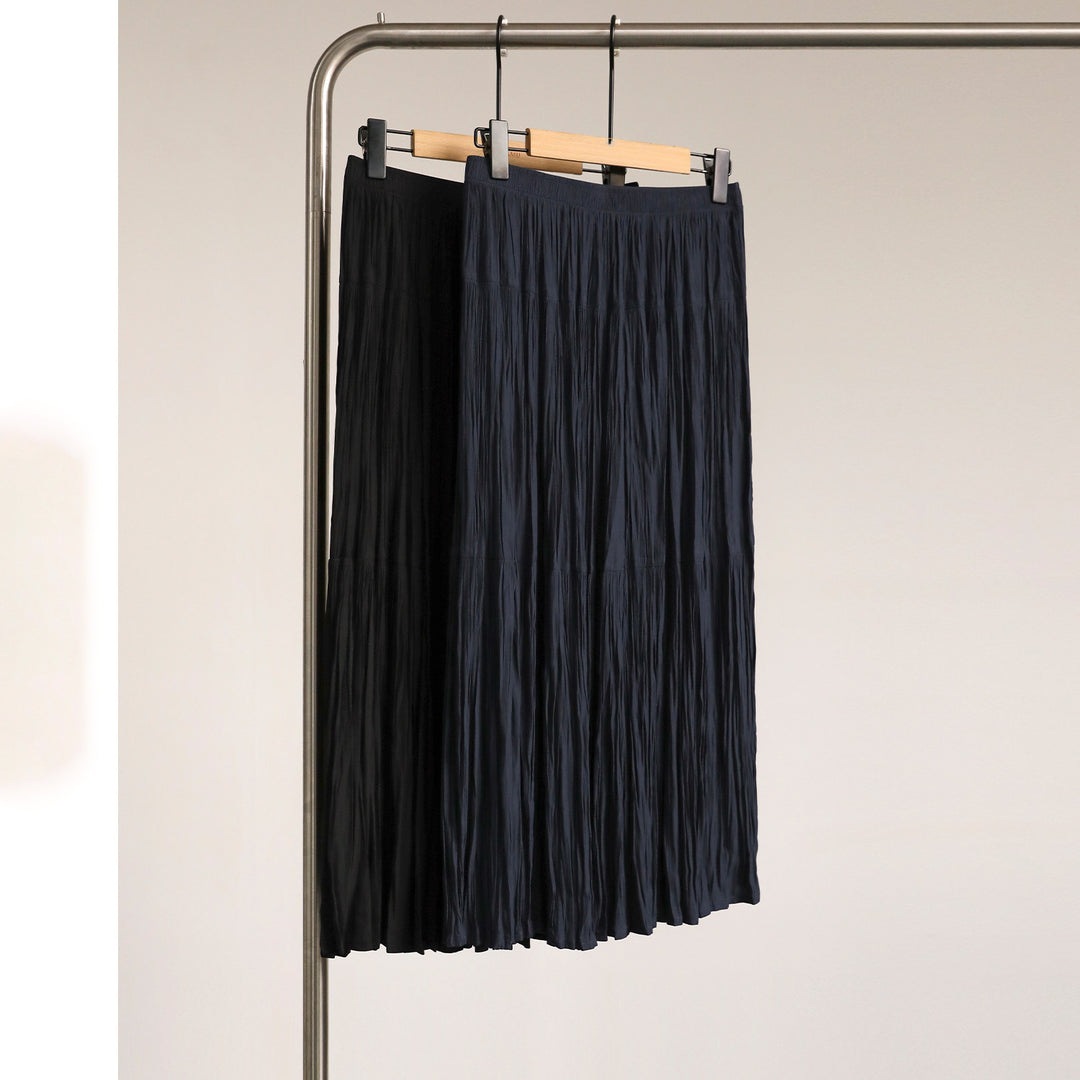 Damen Eleganter Faltenrock mit hohem Bund und fließendem Stoff Drune
