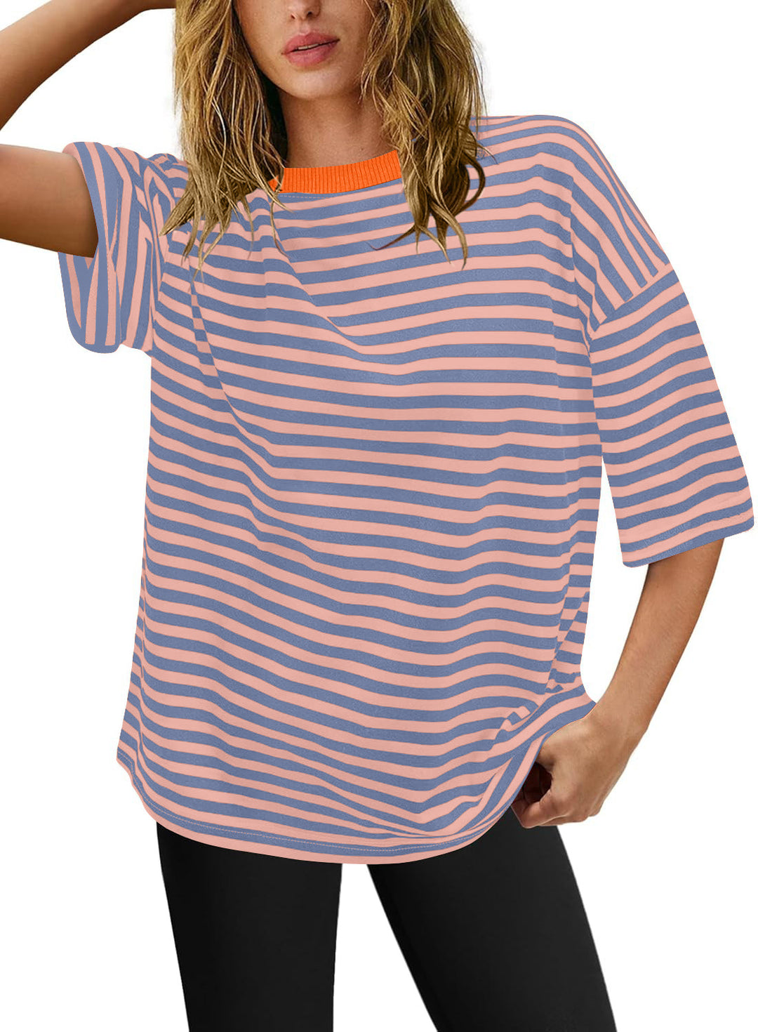 Damen Übergrößen T-Shirt mit Streifenmuster Drune