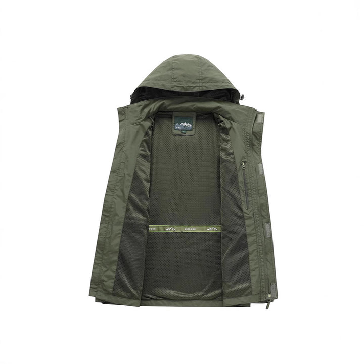Herren Multifunktions-Fieldjacke mit Kapuzenkragen, Cargo-Taschen und D-Ring Drune