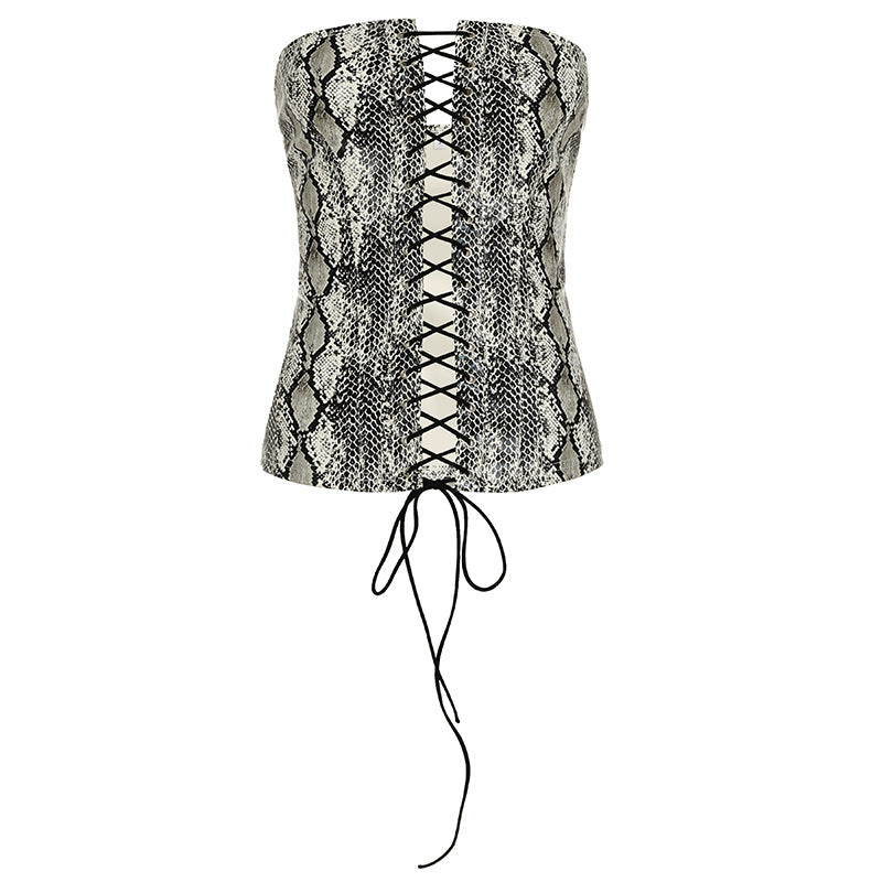 Damen Crop-Top im Schlangenleder-Look Drune