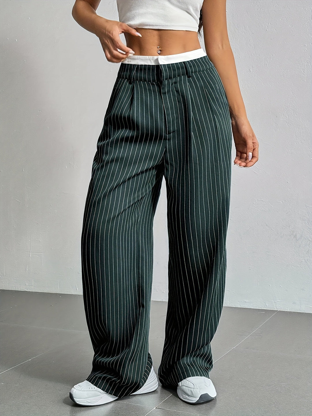 Damen klassische Hochwasserhose mit schrägen Taschen Drune