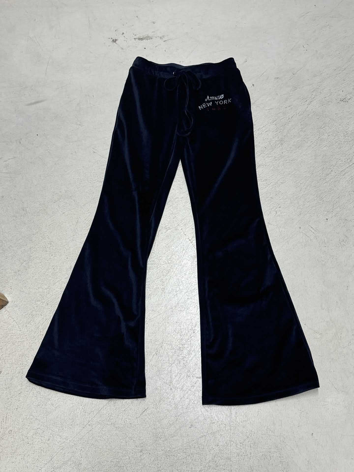 Damen nan weite Velours-Loungehose mit Tunnelzugbund, Kordelzug und dezenter Logo-Stickerei Drune