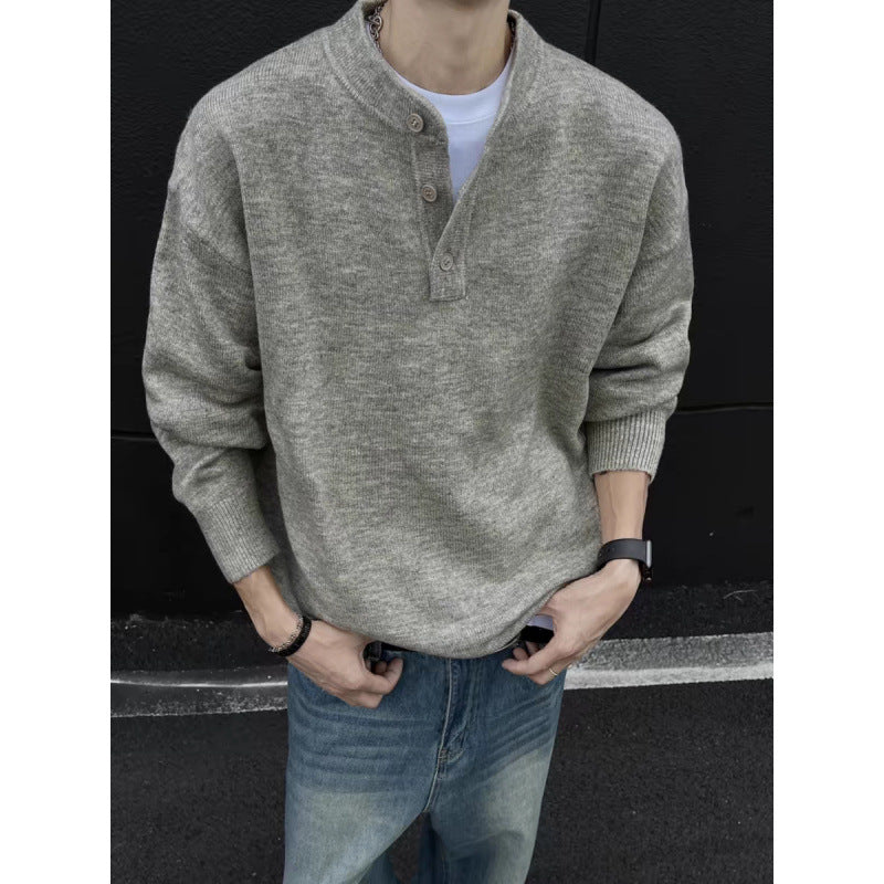 Herren Lässiger Strickpullover mit Knopfleiste Drune
