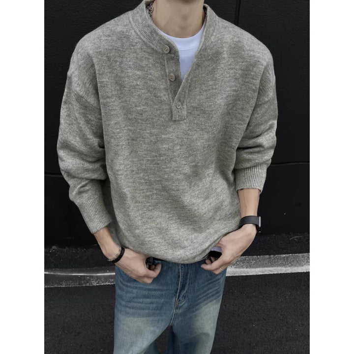 Herren Lässiger Strickpullover mit Knopfleiste Drune