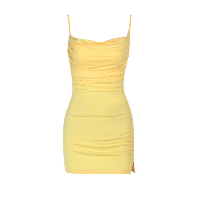 Damen Figurumspielendes Strandkleid mit trägerlosem Design und asymmetrischem Saum Drune