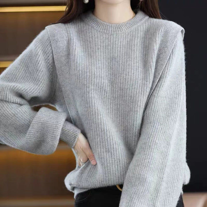 Damen Grobstrickpullover mit modernem Schnitt und Rundhalsausschnitt Drune