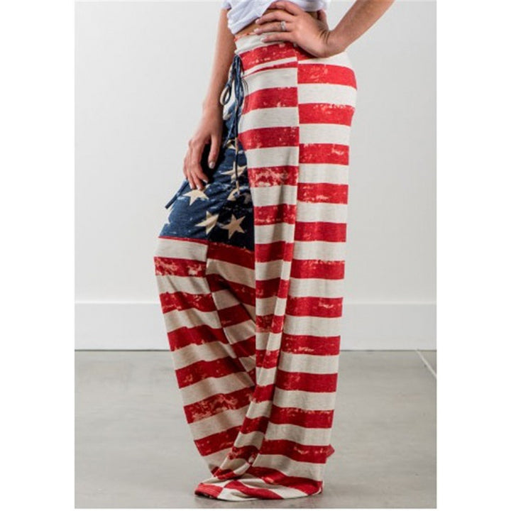 Damen Weite Jersey-Loungehose mit Tunnelzug und Vintage-Print Drune