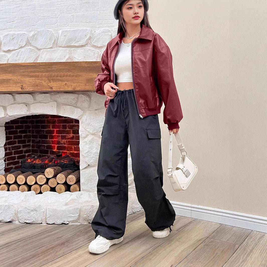Damen Trendige Oversize-Jacke mit voluminösen Ärmeln und Reißverschluss Drune