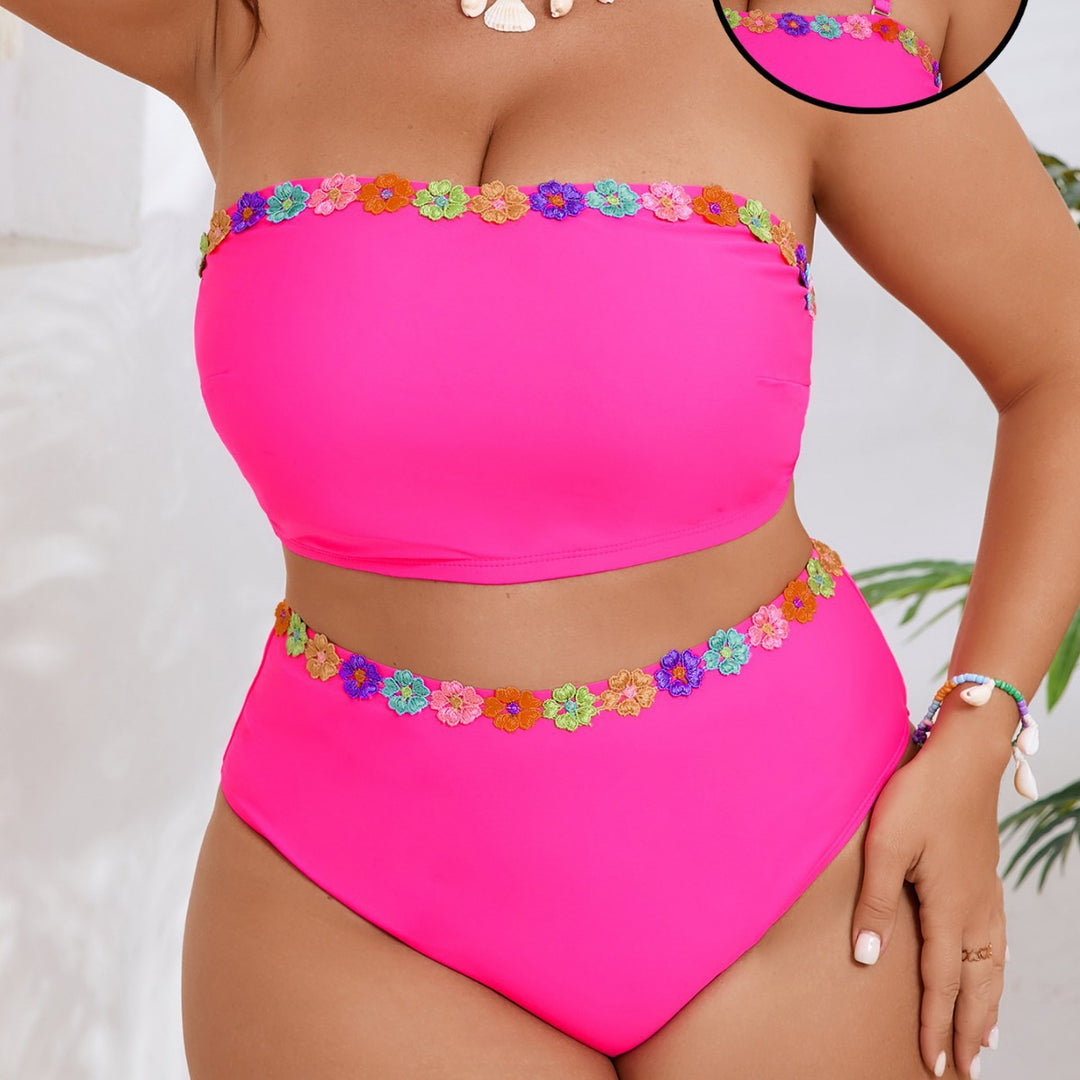 Damen Bandeau-Bikini-Set mit floralem Akzent Drune